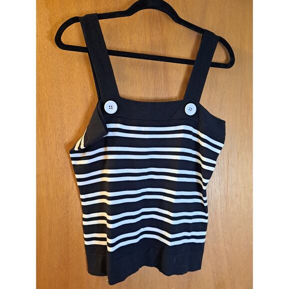 Women's Dress Barn Black and White Striped Tank Top Size Large - Picture 2 of 6